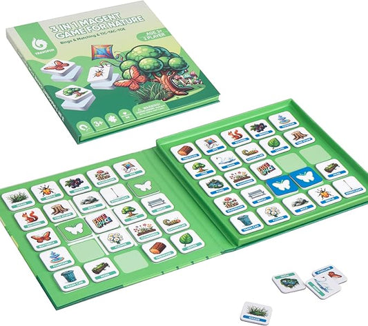 Magnetic Memory Matching Games for Toddlers Ages 3+, Travel Games for Kids, Fun Educational Toys for Nature & Road Trips