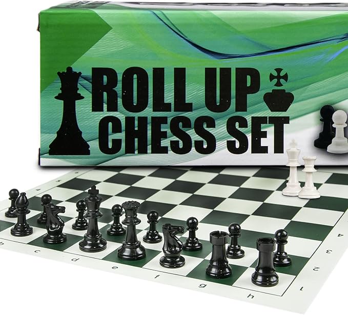 17 Inch Roll-up Chess Set, Roll-up Travel Chess in Carry Bag with Shoulder Strap, Easy to Carry and Premium Pieces, Fun and Entertaining