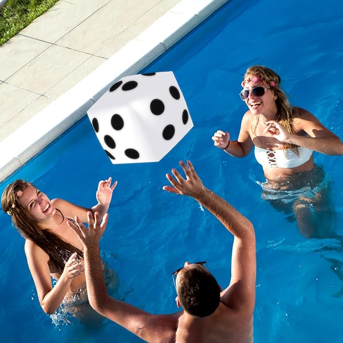 8 Pieces Jumbo Inflatable Dice 12.6 Inch Large Inflatable Dice Fun Game Toy for Indoor Outdoor Lawn Swimming Pool Party Favor Board Game Decoration, White