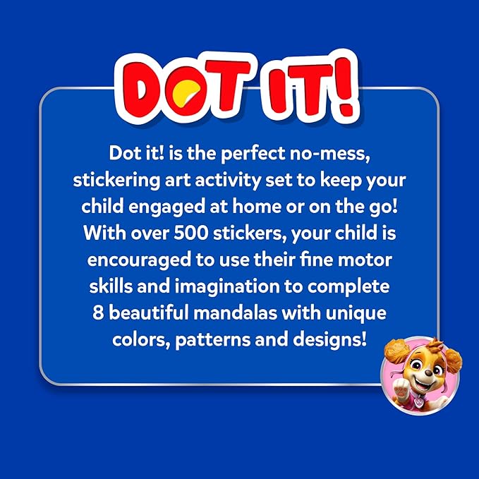 Skillmatics Dot It Sticker Activity - PAW Patrol, Mess-Free Fun for Kids, 500+ Stickers, Craft Kits, DIY Scrapbooking Activity, Travel Toys, Gifts for Boys & Girls Ages 3, 4, 5, 6, 7
