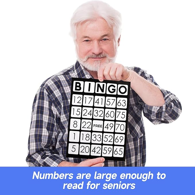GSE Games & Sports Expert 100-Pack Jumbo Bingo Game Cards with Easy Read Numbers, Reusable Paper Bingo Sheets for Large Groups, Family/Friend Parties, Game Nights