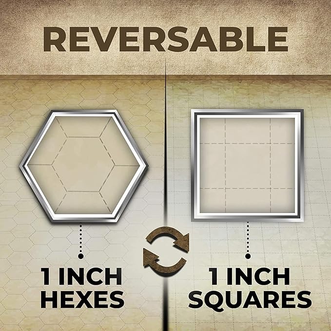 Dungeons & Dragons Game Mat - 23x27 - Ultimate DND Board Game Map w/Dice Set - Double-Sided w/Hex & Square Grid - Epic Role Playing Gaming Experience