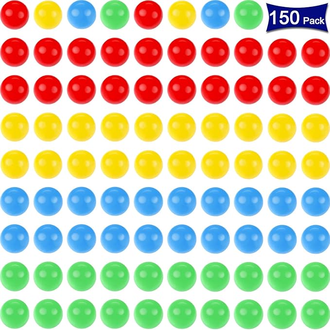 150 Pieces 14.4 mm Game Replacement Marbles Plastic Colored Game Balls Compatible with Hungry Hungry Hippos Greedy Frog