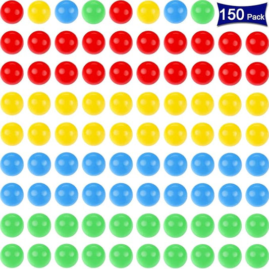 150 Pieces 14.4 mm Game Replacement Marbles Plastic Colored Game Balls Compatible with Hungry Hungry Hippos Greedy Frog