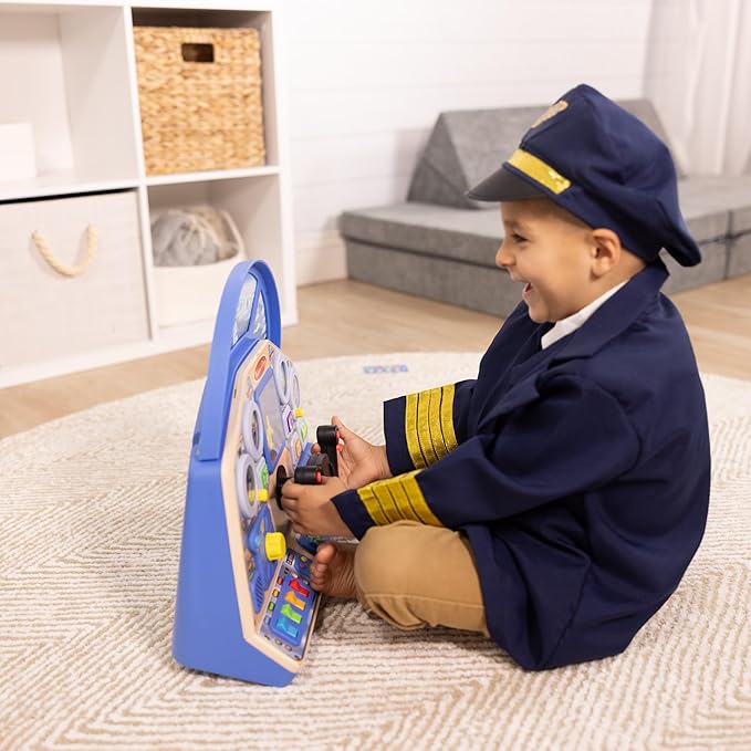 Melissa & Doug Jet Pilot Interactive Dashboard Wooden Toy for Boys and Girls Ages 3+ - FSC Certified