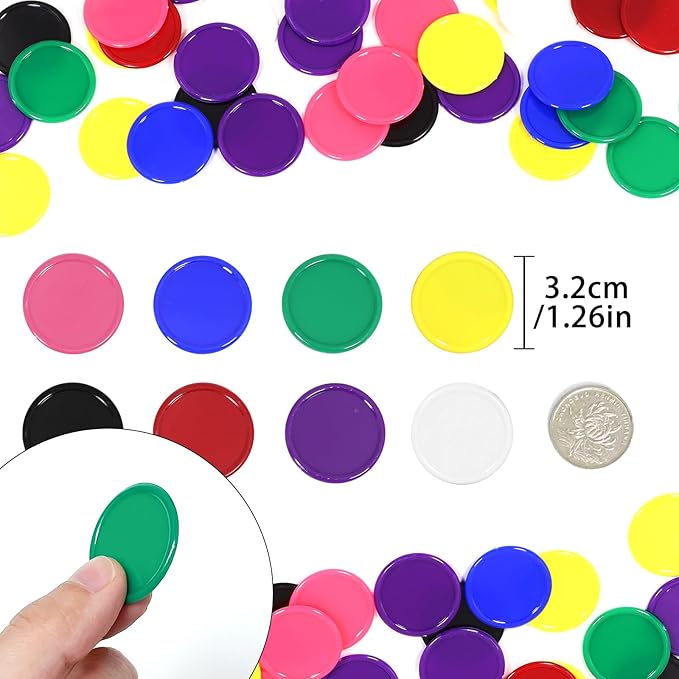 480Pcs Plastic Poker Mini Chips in 8 Colors Bulk Poker Card Game Chips for Game Play Learning Math Counting Kids Teaching Rewards（3CM in Diameter）