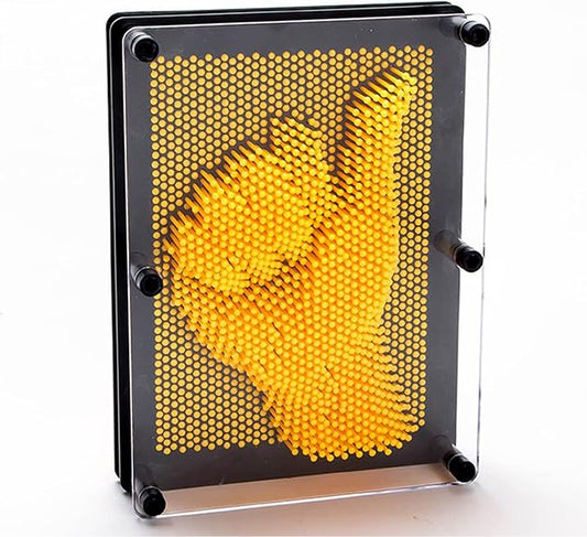 3D Pin Art Sensory Toy Needles Intellectual Fun Toy Plastic Pin Art Palm Board Large (Yellow-6 x 8 Inches)