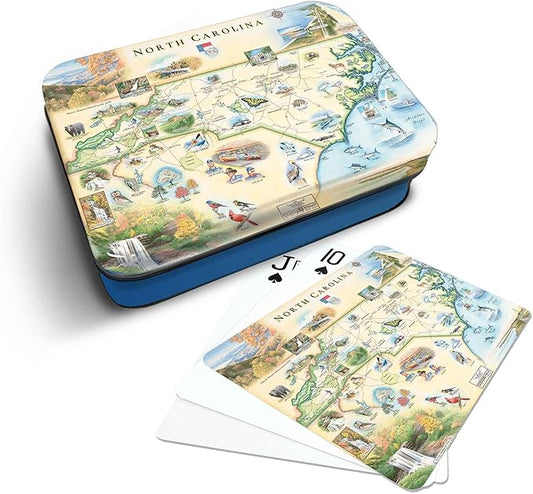 North Carolina State Map Standard 52-Deck Playing Cards - Official Vegas Poker Size