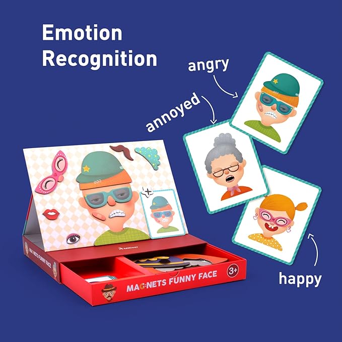 MiDeer Magnetic Funny Face Puzzle 56 Piece Jigsaw Puzzleboard with Drawers Portable Imagination Game