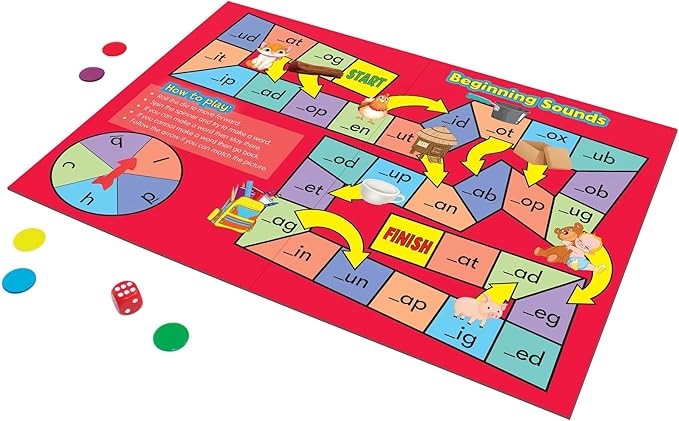 Junior Learning Phonics Board Games Set, 6 Counters, Ages 4-5, Language Skills, Pre K-K, Medium