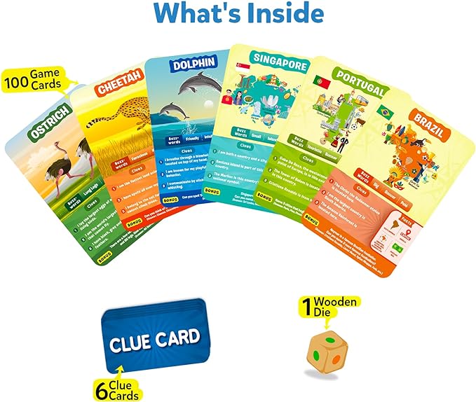 Skillmatics Guess in 10 Animals & Countries Combo, Perfect for Boys, Girls, Kids & Families Who Love Card Games, Educational Toys, Board Games, Trivia, Gifts for Ages 8, 9, 10 & Up