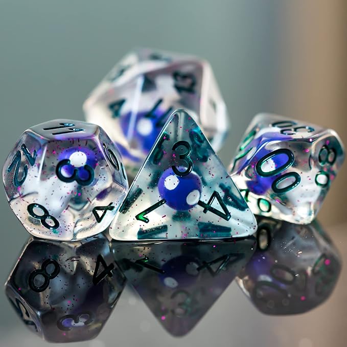 UDIXI 7PCS Polyhedral Dice Set, Mushroom D&D Dice Set for Dungeons and Dragons Role Playing Dice Games and DND RPG Tabletop Games (Dark Purple)