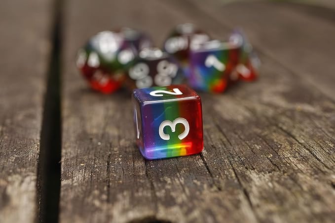 Polyhedral DND Dice Set RPG Rainbow Dice for Dungeons and Dragons(D&D) Role Playing Game,MTG,Pathfinder,Table Game,Math Games Dice Set with Dice Pouch