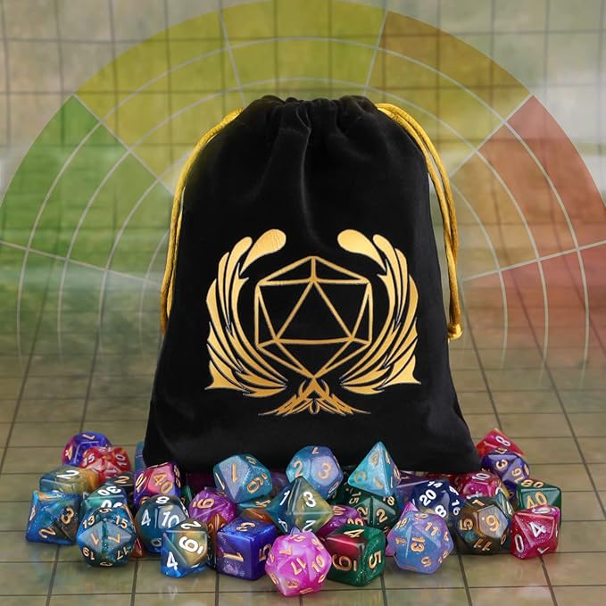 Coyeekn DND Dice Set, 7 x 7 Sets (49 Pieces) Glitter Polyhedral Dice for Dungeons & Dragons RPG MTG DND Tabletop Game with 1 Pouch