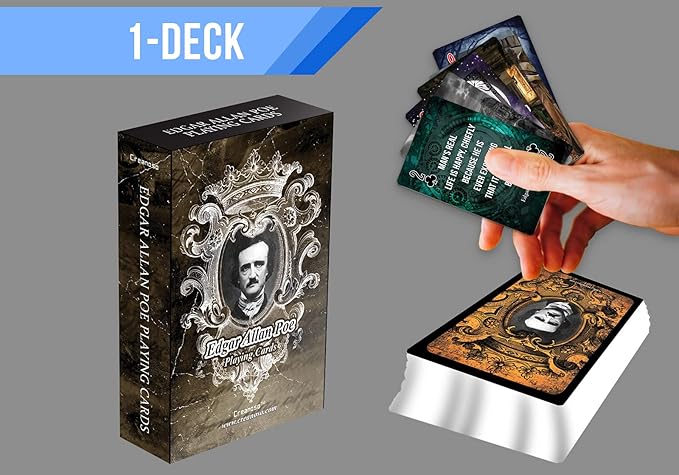 Creanoso Edgar Allan Poe Playing Cards (1-Deck) - Stocking Stuffers Inspirational Playing Cards for Family - Corporate Rewards Tokens for Family and Friends