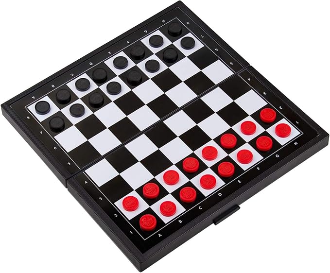 Magnetic Checkers Board Game and Magnetic Checker Pieces, 9.8 x 9.8 inches Mini Portable Travel Set