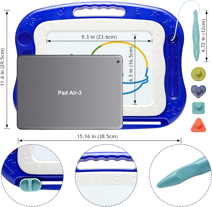 Magnetic Drawing Board,Large Doodle Board Toddler Toys for Girls Boys 3 4 5 6 7 Year Old Kids Gift Etch A Colorful Sketch Magnet Erasable Pad (Blue)