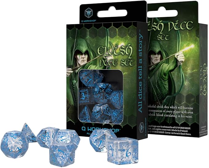 Elvish Dice Transparent/Blue (7)
