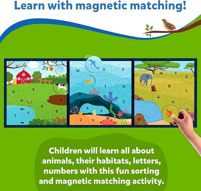 Skillmatics Magnetic Matching Activity - Letters, Numbers & Animals, Preschool Learning Toy & Game for Kids, 35+ Magnetic Pieces, Gifts for Boys & Girls Ages 3, 4, 5, 6