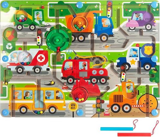 Magnetic Color Maze,Montessori Toys,Transportation Puzzle Toddler Toys for Ages 3-5,Sensory Toys Fine Motor Skills,Gifts for Kids