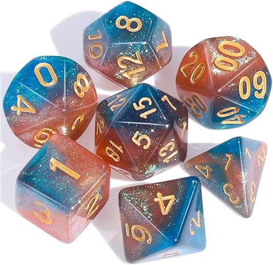 CiaraQ DND Polyhedral Dice Set with a Black Dice Bag for D&D RPG MTG Role Playing Table Games