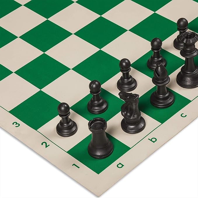 20 Inch Premium Portable Roll Up Chess Set, Durable Vinyl Chess Board Plastic Pieces & Convenient Carrying Bag, Ideal for Travel, Outdoor Fun, and Game Nights