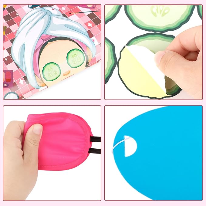 Hooqict Spa Party Games Pin The Cucumbers on The Girl Spa Birthday Party Supplies for Kids Girls Women, Large Sleepover Slumber Pin The Games Poster with 42 Cucumber Stickers