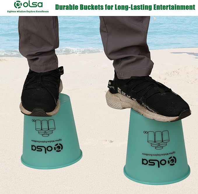 Olsa Giant Yard Pong Outdoor Games, Toss Games for Beach, Camping, Lawn and Backyard, Adults and Family (Green & Blue Glow in Dark)