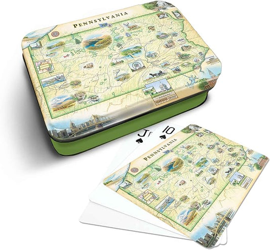 Pennsylvania State Map Standard 52-Deck Playing Cards - Official Vegas Poker Size