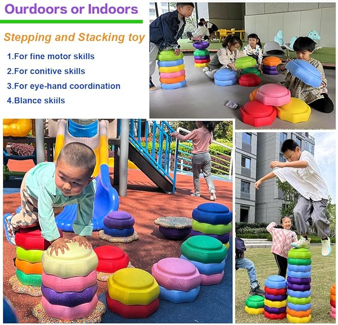 Balance Stepping Stones for Kids, Toddler Stepping Stones,Stepping Stones for Toddlers,Sensory Stepping Stones,and Also a Balance Board for Kids and a Swing Stool