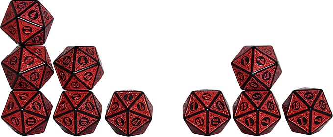 SmartDealsPro 10-Pack Retro 26mm Large 20 Sided Dice D20 Polyhedral Dice for DND RPG MTG Table Game(Retro Red)