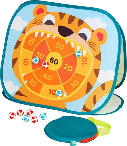 B. toys- Toss 'n' Score- Sports & Outdoor Summer Game Set – 3 Outdoor Games for Kids – Triple-Sided Dartboard & 10 Balls – Portable Carry Bag – 3 Years +