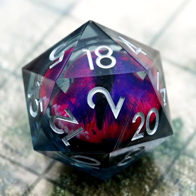 Polyhedral Dice 33mm Single D20,Liquid Core Dragon Eye Dice,Dungeons and Dragons Dice for TTRPG