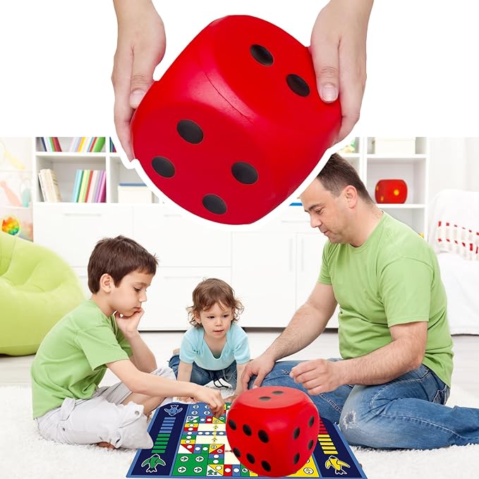 Giant 5.9 Inches Kawaii Foam Dice: A Fun-Filled, Educational Toy for Game Nights and Learning Sessions (Lucky Red)
