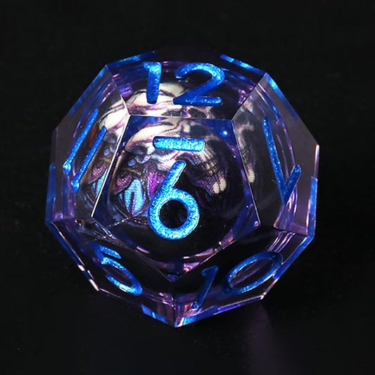 7pcs Skull Resin DND Dice Set Sharp Edged Polyhedral RPG Dice for Dungeons and Dragons, Dragon Eye Gift Bag (Mauve Blue)