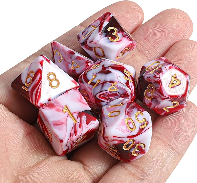 CiaraQ DND Polyhedral Dice Set with a Black Dice Bag for D&D RPG MTG Role Playing Table Games