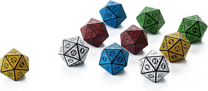 SmartDealsPro 10-Pack Retro 26mm Large 20 Sided Dice D20 Polyhedral Dice for DND RPG MTG Table Game(Mix Retro Color)
