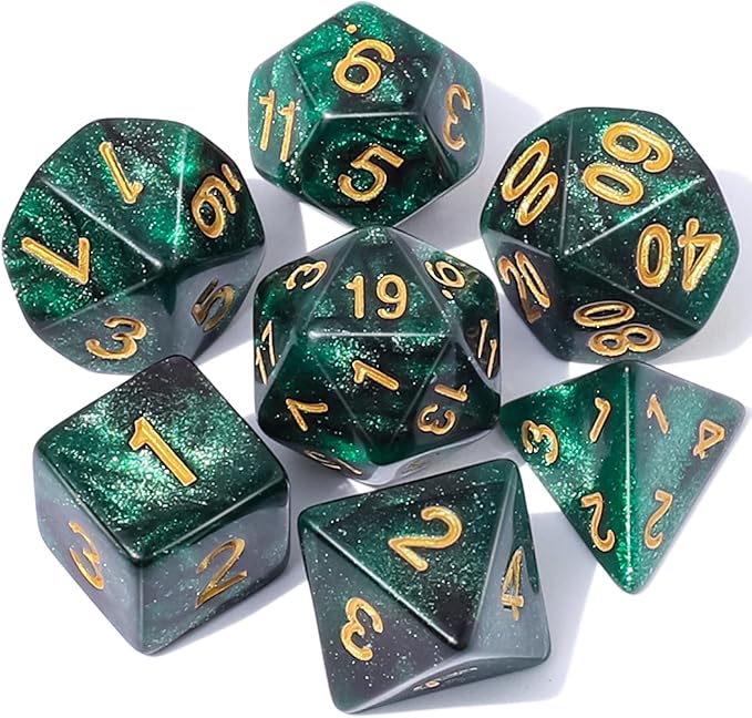 CiaraQ DND Polyhedral Dice Set with a Black Dice Bag for D&D RPG MTG Role Playing Table Games