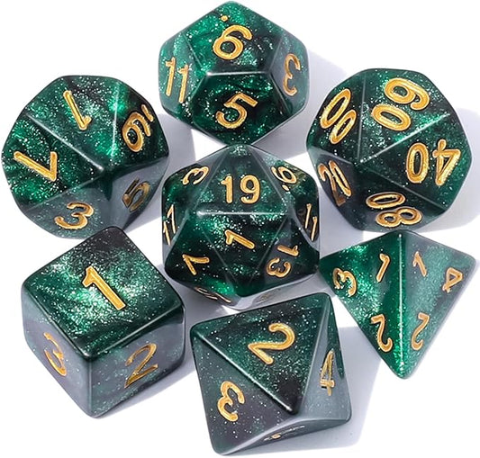 CiaraQ DND Polyhedral Dice Set with a Black Dice Bag for D&D RPG MTG Role Playing Table Games