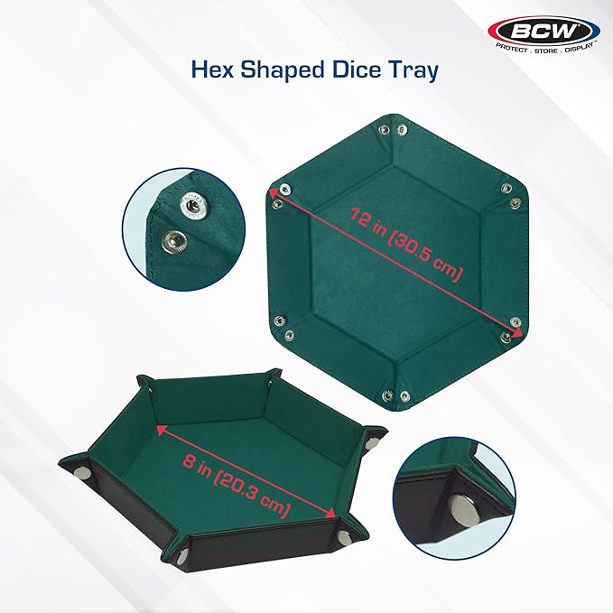 BCW Hexagon Dice Tray - Teal | Premium Quality, 12" Diameter (Flat), 8" Diameter (Folded) | Black Leatherette Back, Suede Liner | Ideal for RPGs, Warhammer, Dice Masters, DND | Gaming Dice Tray…