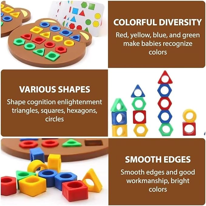 Shape Matching Game, Hailoyearn Shape Matching Game, Geometric Shape Quick Matching Board Game, Cute Bear Shaped Checkerboard Interactive Board Games for Two Players