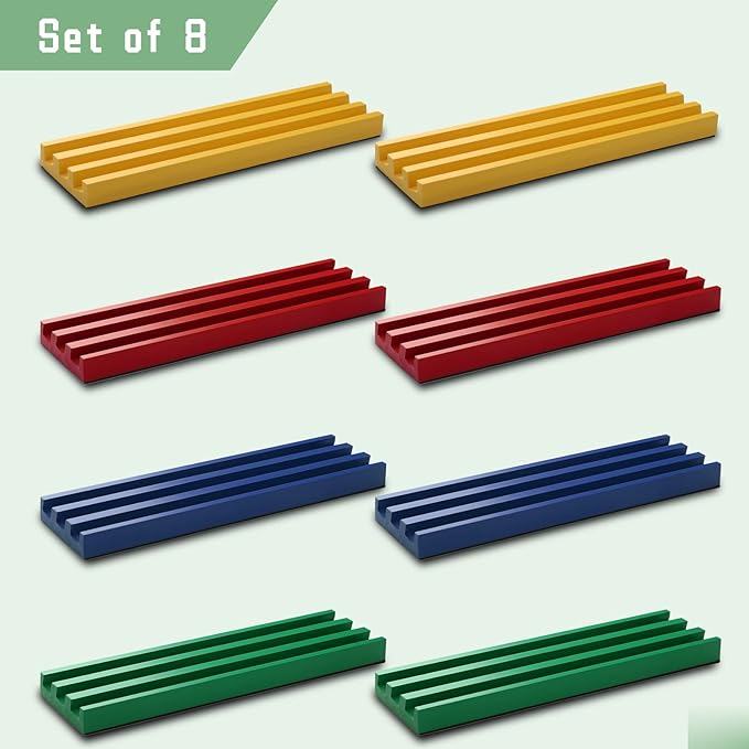 Tatuo 8 Pcs Colorful Domino Trays Wooden Racks Trays Holders Stands Tile Holder Mexican Train Accessories for Games Supplies, Dominoes Not Included