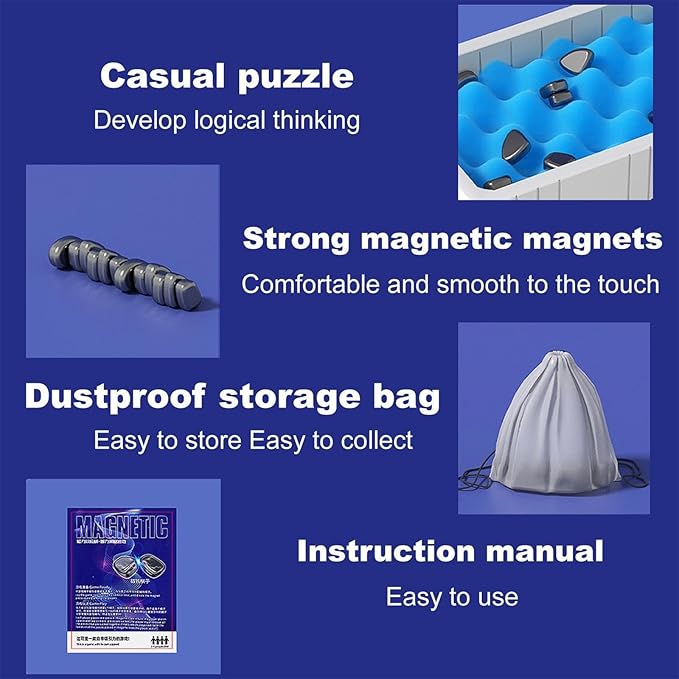 Magnetic Chess Game, Fun Table Top Magnet Game, Magnet Board Game, Strategy Game for Kids & Adults, Family Party Games (A)