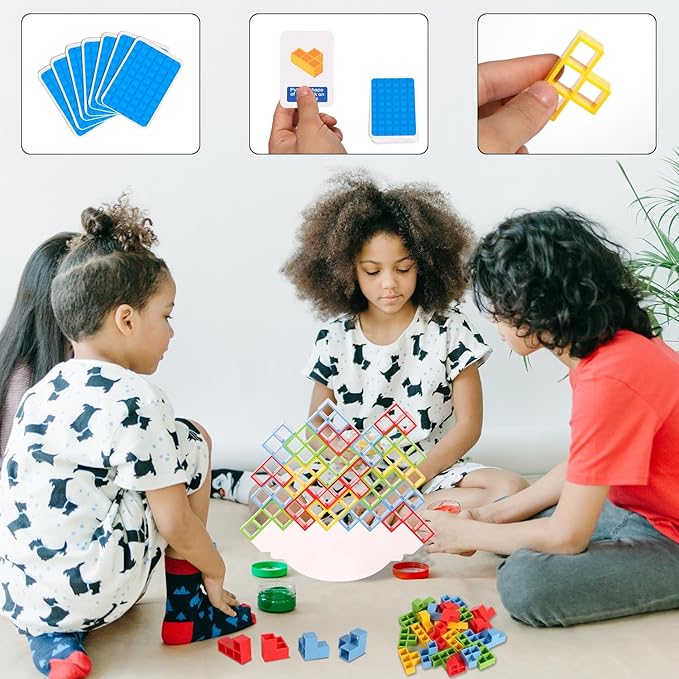 32pcs Tower Balance Stacking Blocks Game, Balance Blocks Stacking Game Set Board Games for Kids and Adults Board Games for 2 Players Home Games Parties Travel