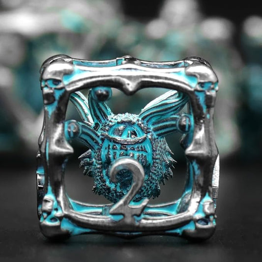 Beholder Dice Set DND, Dragon Eye Dice, ZHOORQI 7PC/Set Polyhedral Dices for Dungeons and Dragons, RPG, Eye Monster D&D Gifts（Eye -Retro Blue）