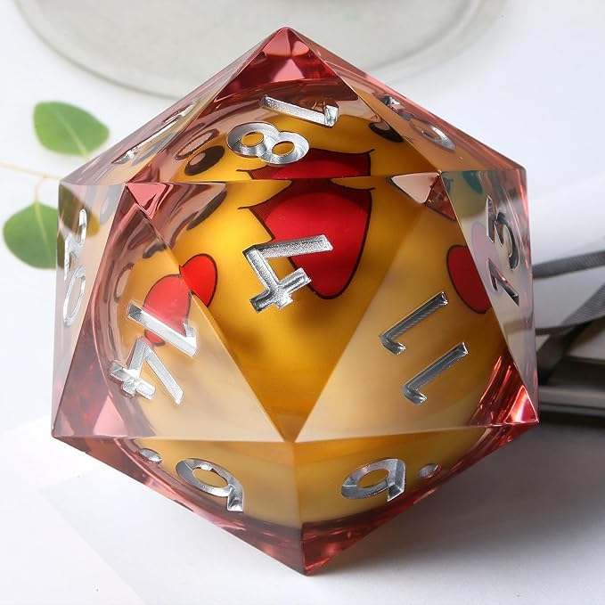 D20 55mm Dice,DNDND LED 20 Sided Resin Dice with Gift Velvet Pouch for Dungeons and Dragons and Table Game(Cartoon)
