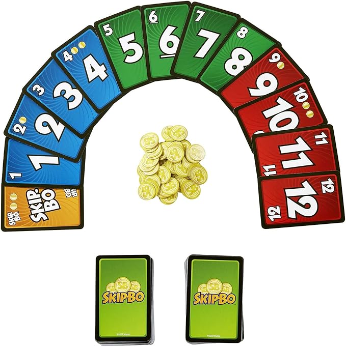 Mattel Games Skip-Bo Masters Card Game for Family, Travel and Game Night, 2 to 6 Players