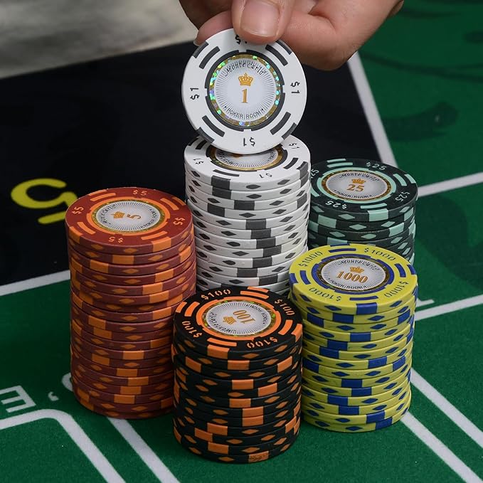 Nmroim14 Gram Clay Poker Chips Set 50PCS Casino Class Chips Set for Texas Hold'em Blackjack Poker Game (50Pcs)