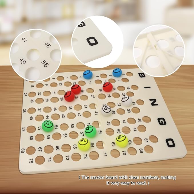 GSE Games & Sports Expert Professinal Bingo Master Board for 1.5" Balls, Bingo Calling Board for Parties, Large Groups, Family Game Night