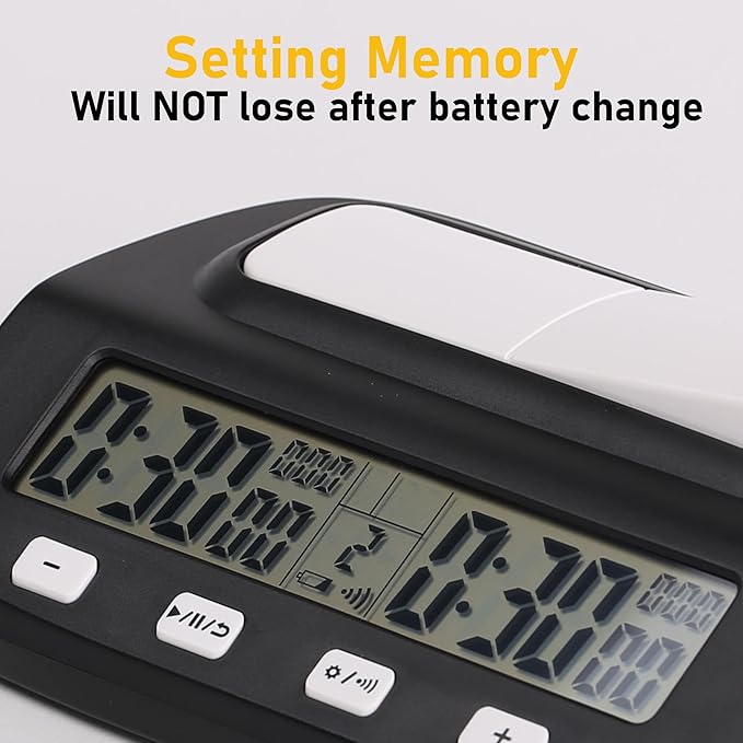 Chess Clock Digital Chess Timer for Professional Tournament Competition with Bonus Delay Count Down Up Function 2 Players Board Game Timer